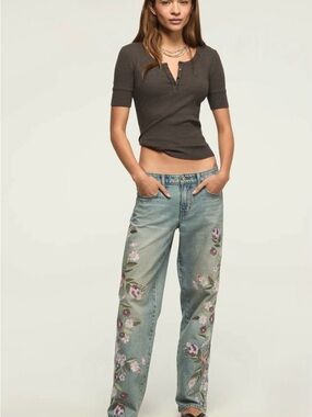 Lucky Legend Embroidered Baggy Jeans